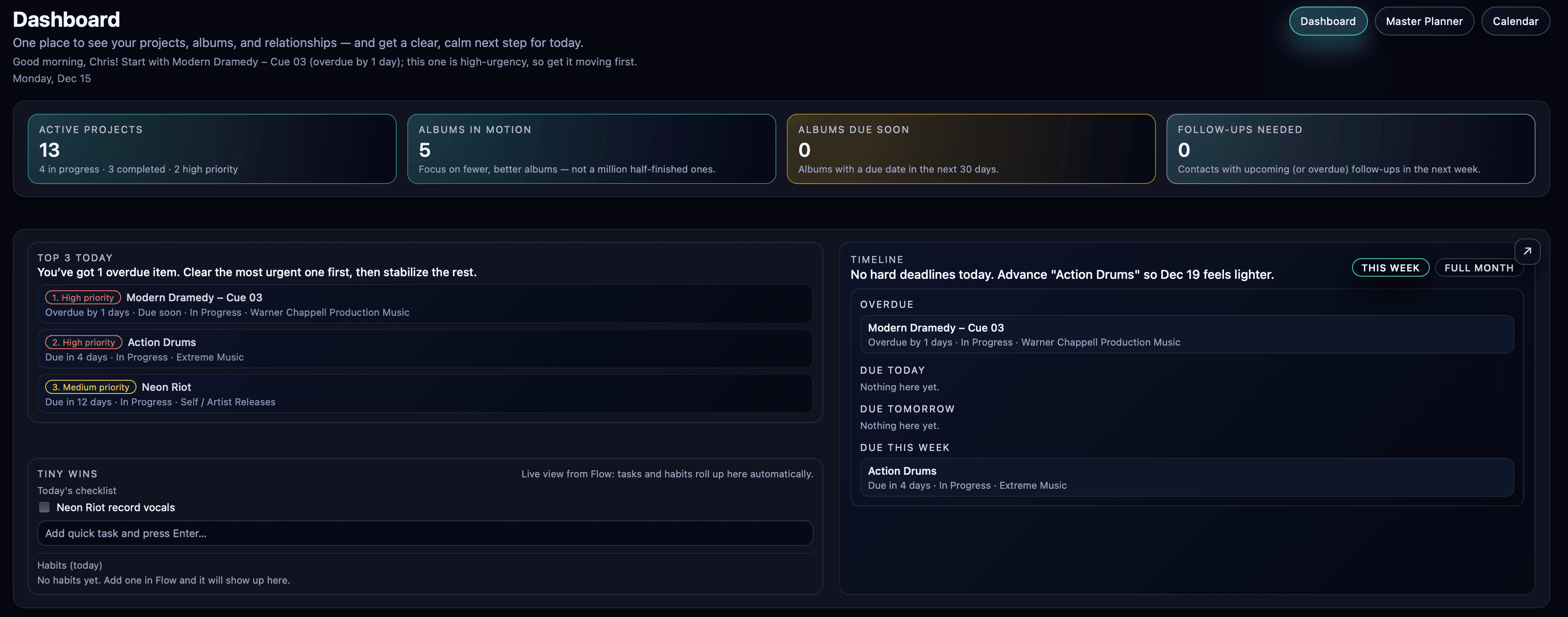 Kora dashboard modules